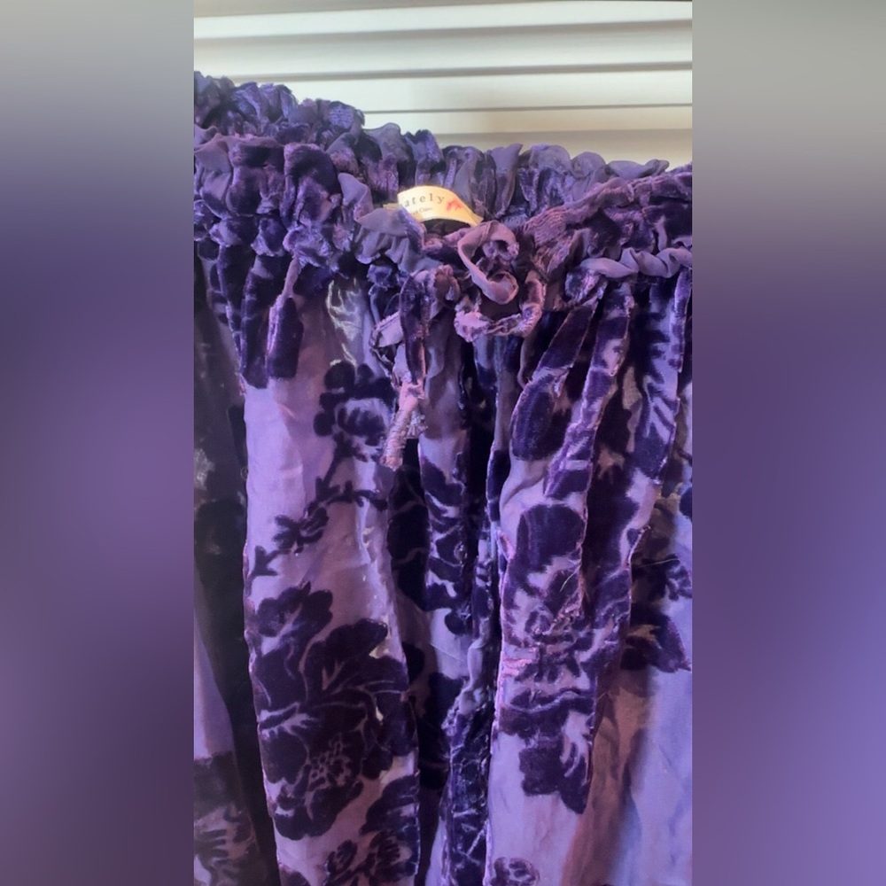 Free People Purple Floral Velvet Wide Leg Cropped Pants - Picture 3 of 5